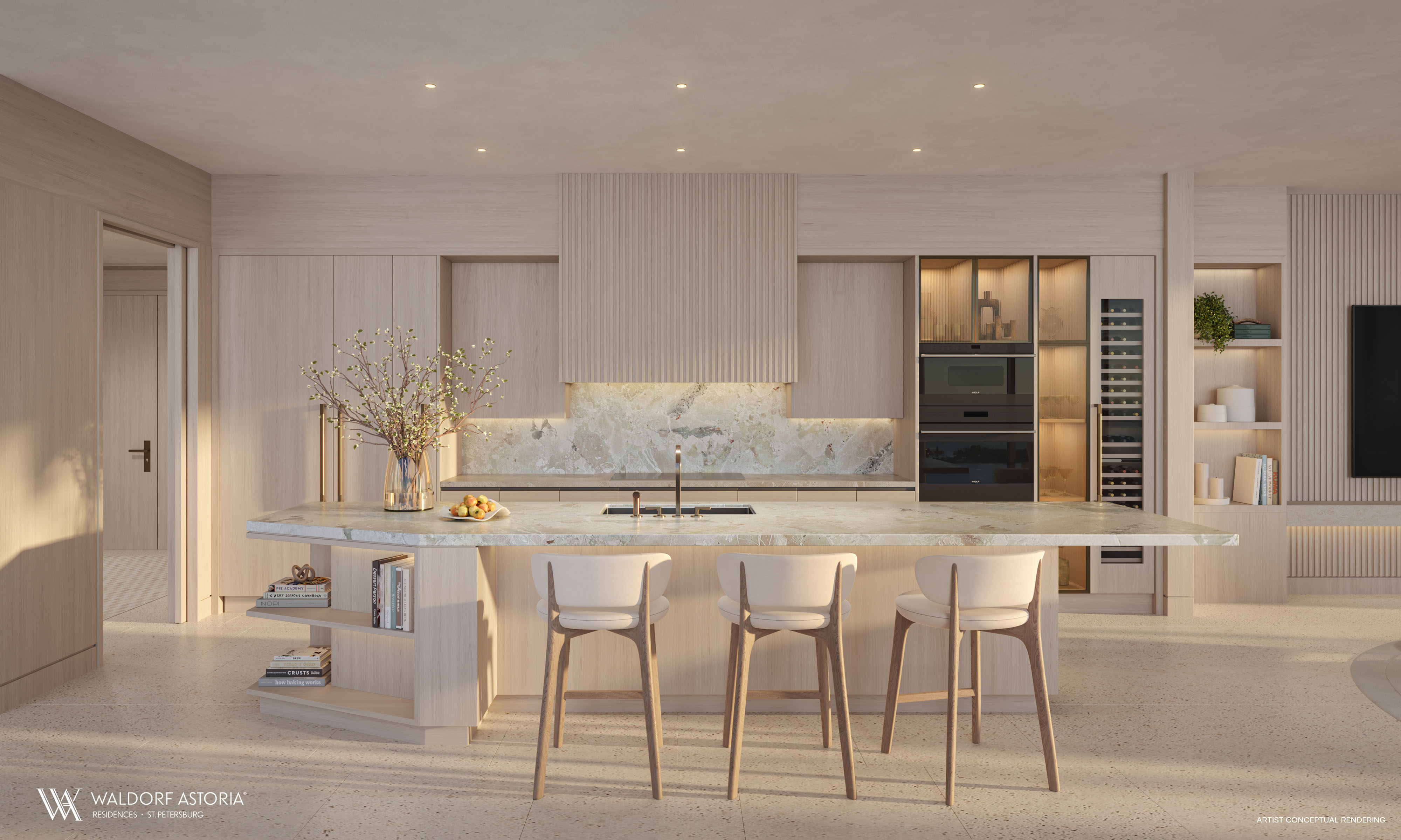 Waldorf Astoria St Petersburg kitchen with Sub-Zero and Wolf